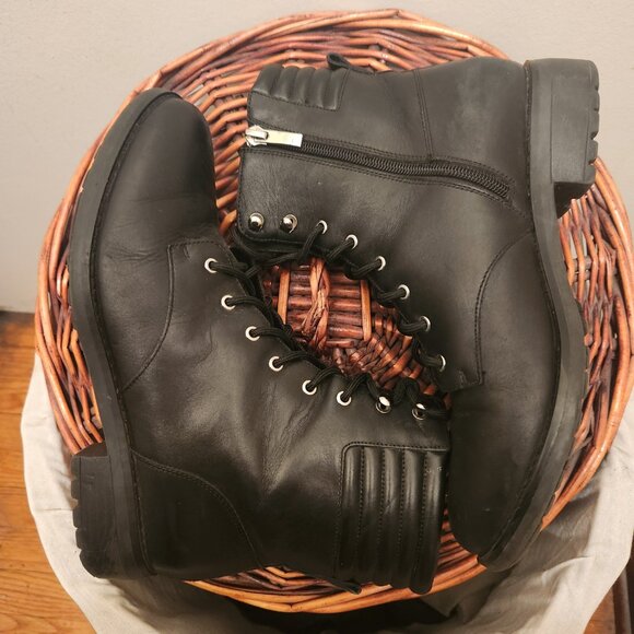 Saks Fifth Avenue Leather Combat Boots - Picture 2 of 5